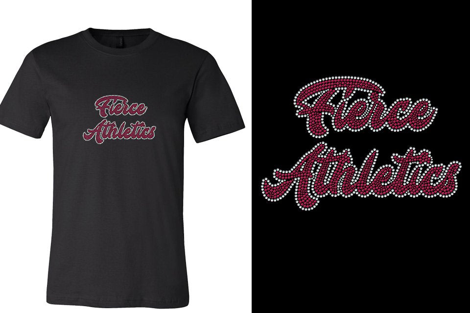 Rhinestones Fierce Athletics Designer font 2-color stones Unisex t-shirt