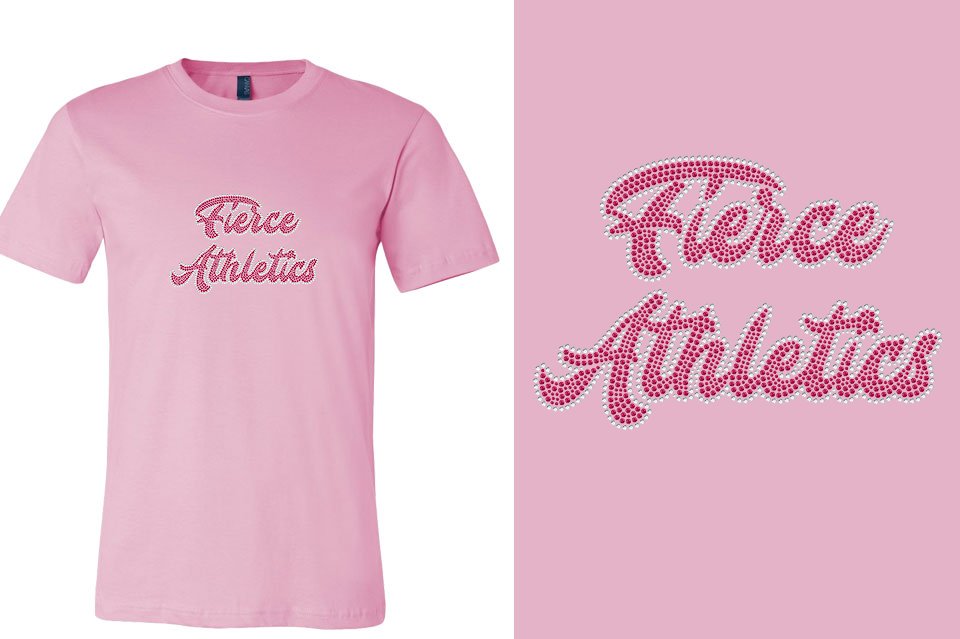 Rhinestones Fierce Athletics Designer font 2-color stones Unisex t-shirt