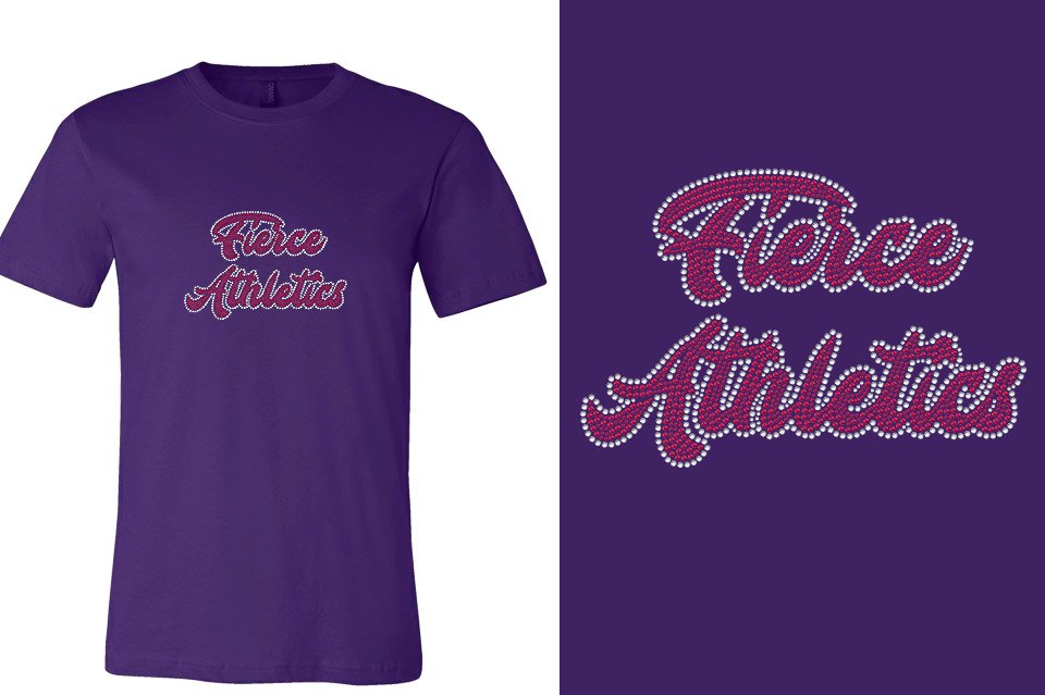 Rhinestones Fierce Athletics Designer font 2-color stones Unisex t-shirt