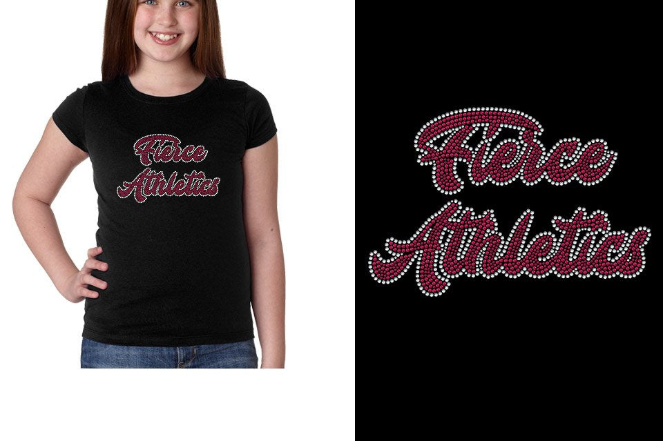 Rhinestones Fierce Athletics Designer font 2-color stones Youth Girls' Princess T-Shirt