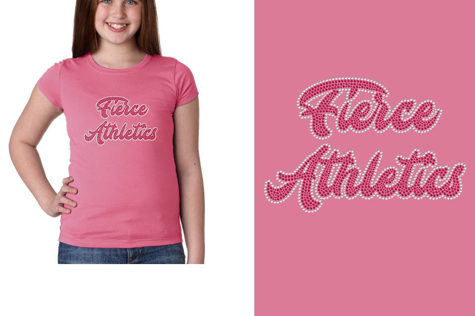 Rhinestones Fierce Athletics Designer font 2-color stones Youth Girls' Princess T-Shirt