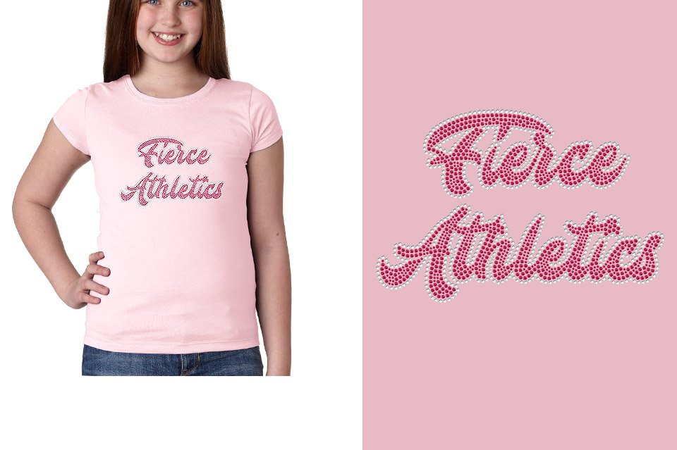 Rhinestones Fierce Athletics Designer font 2-color stones Youth Girls' Princess T-Shirt
