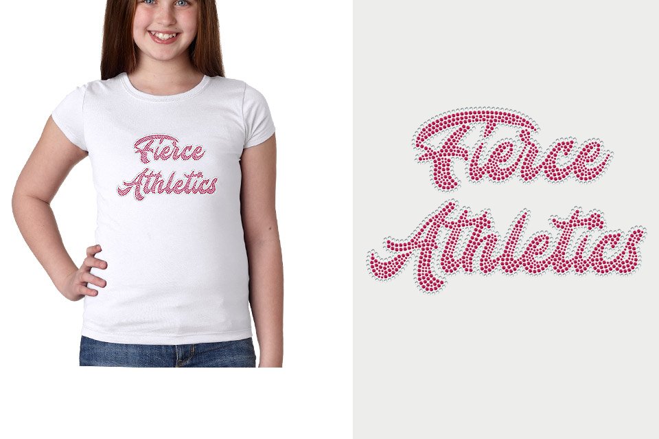 Rhinestones Fierce Athletics Designer font 2-color stones Youth Girls' Princess T-Shirt