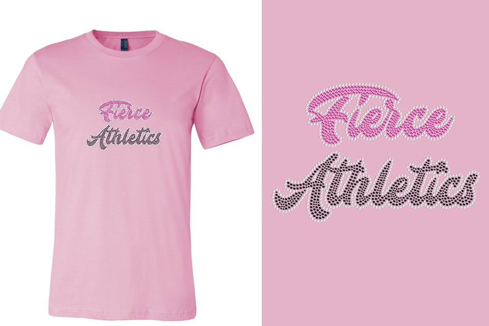 Rhinestones Fierce Athletics Designer font 3-color stones Unisex t-shirt