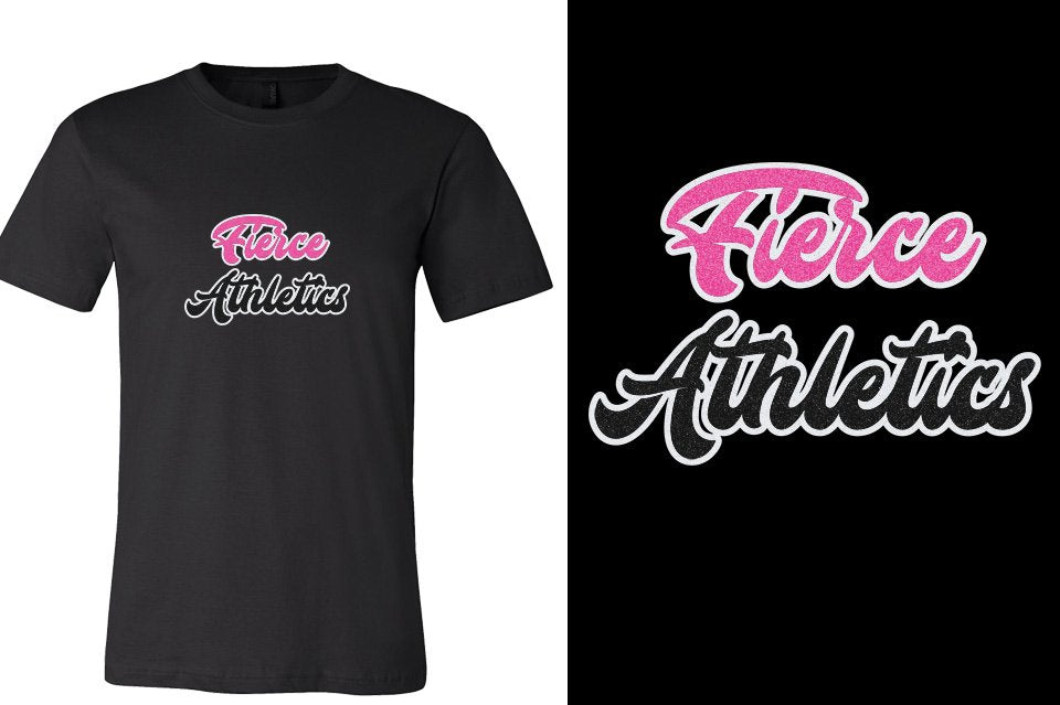 Fierce Athletics Designer font 3-color glitter Unisex t-shirt