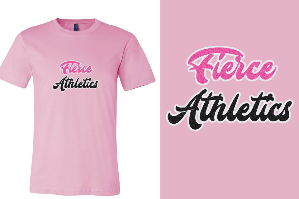 Fierce Athletics Designer font 3-color glitter Unisex t-shirt