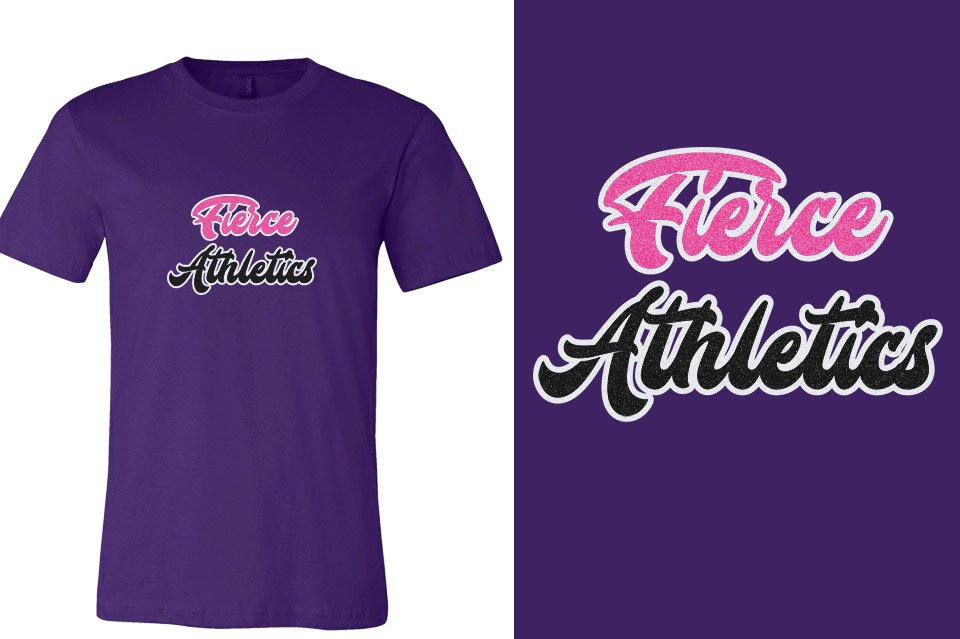 Fierce Athletics Designer font 3-color glitter Unisex t-shirt