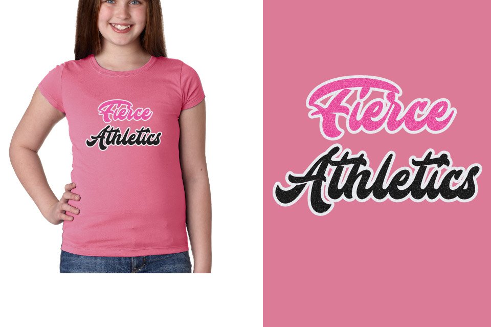 Fierce Athletics Designer font 3-color glitter Youth Girls' Princess T-Shirt