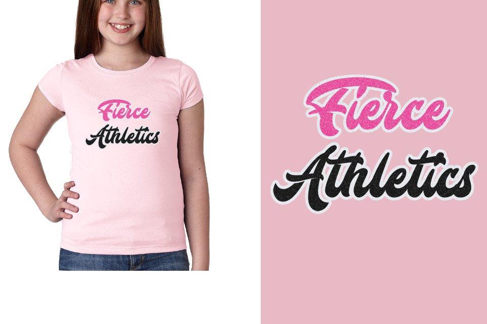 Fierce Athletics Designer font 3-color glitter Youth Girls' Princess T-Shirt