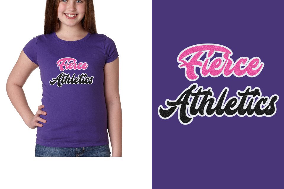 Fierce Athletics Designer font 3-color glitter Youth Girls' Princess T-Shirt