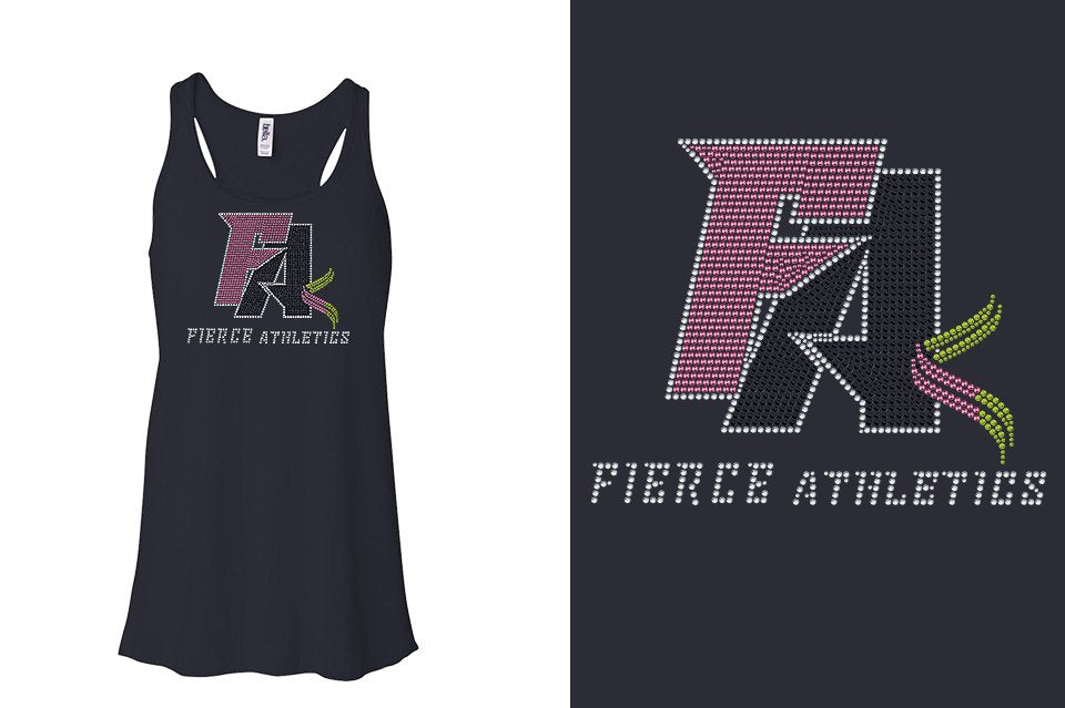 Rhinestones Fierce Athletics FA logo stones Youth Flowy Racerback Tank