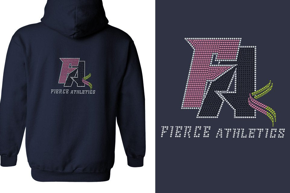 Rhinestones Fierce Athletics FA logo stones Unisex Zip Hoodie