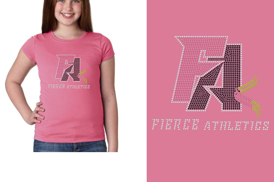 Rhinestones Fierce Athletics FA logo stones Girls' Princess T-Shirt