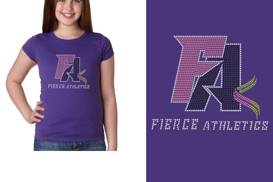 Rhinestones Fierce Athletics FA logo stones Girls' Princess T-Shirt