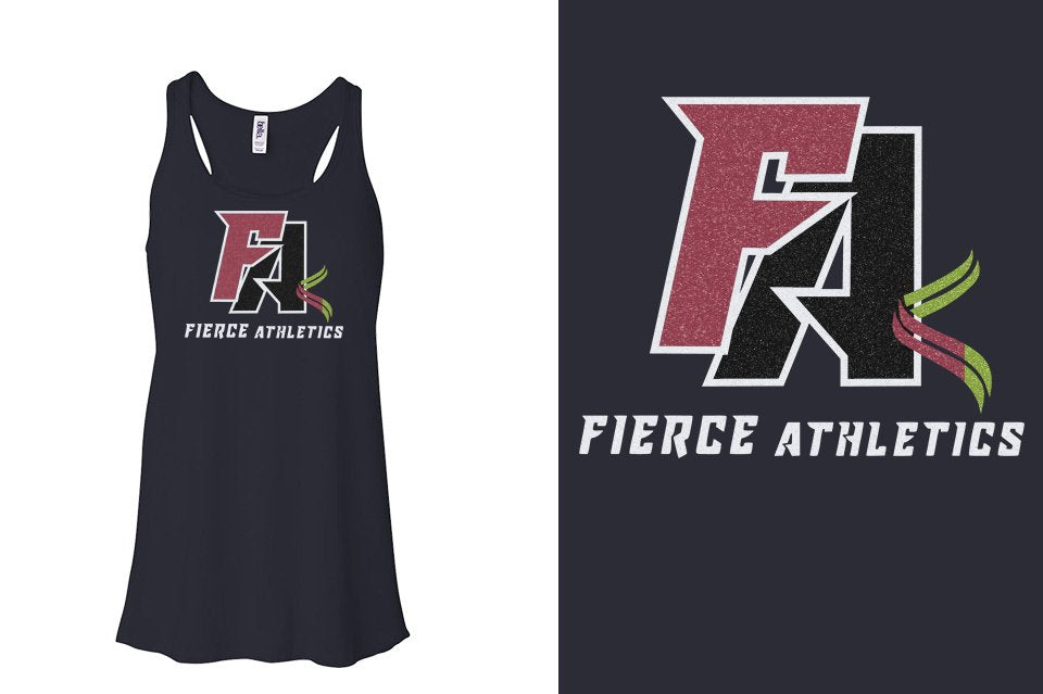 Fierce Athletics FA logo glitter Youth Flowy Racerback Tank