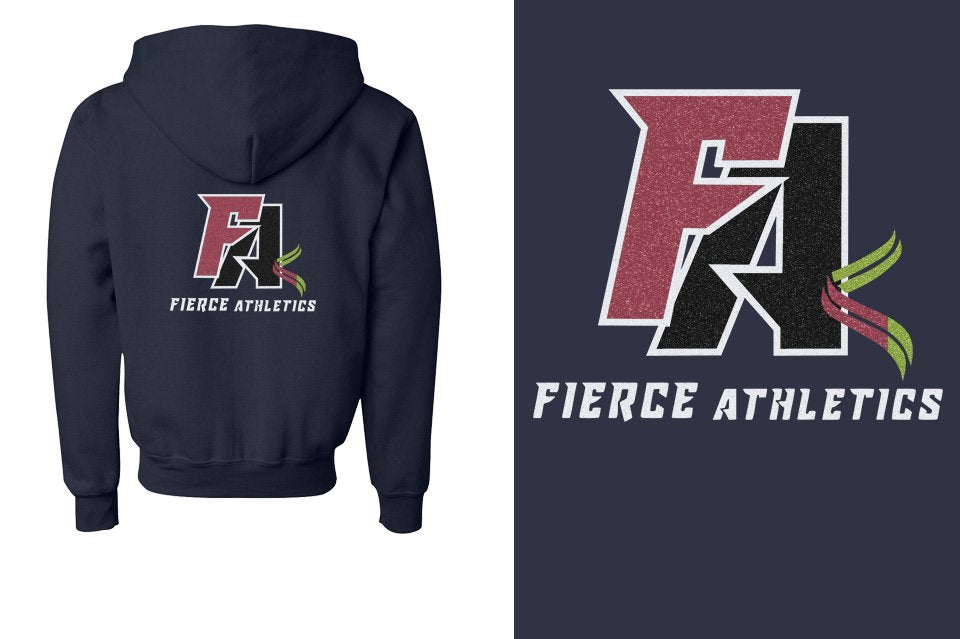 Fierce Athletics FA logo glitter Youth Unisex Zip Hoodie