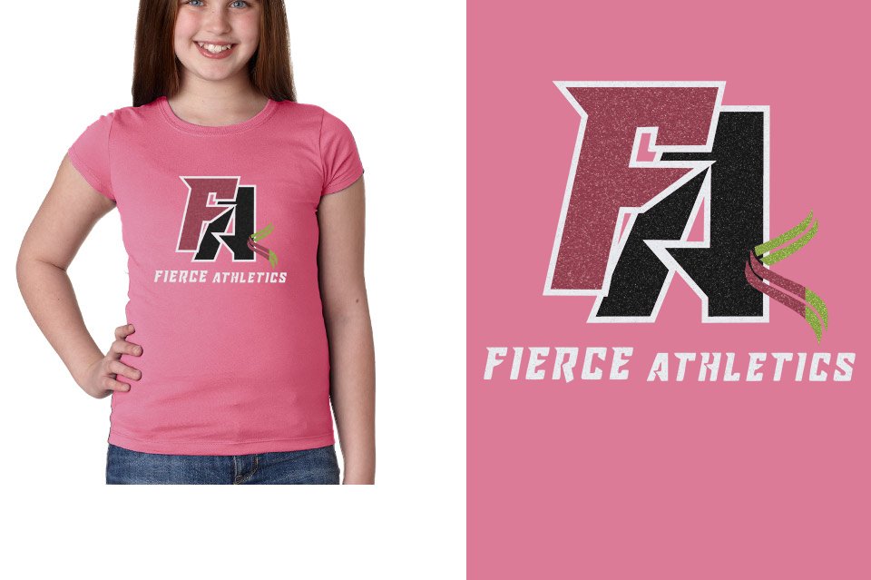 Fierce Athletics FA logo glitter Girls' Princess T-Shirt
