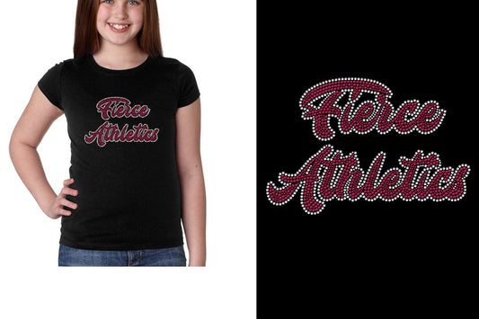 Rhinestones Fierce Athletics Designer font 2-color stones Youth Girls' Princess T-Shirt