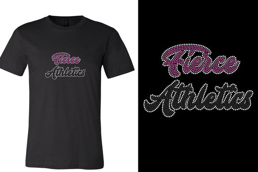 Rhinestones Fierce Athletics Designer font 3-color stones Unisex t-shirt