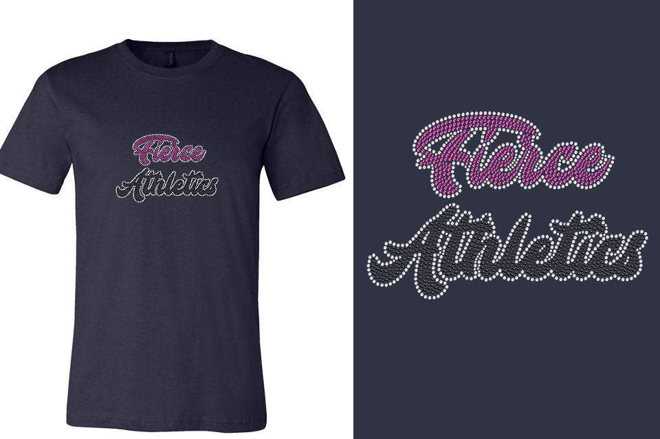 Rhinestones Fierce Athletics Designer font 3-color stones Unisex t-shirt