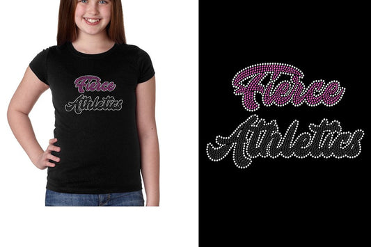 Rhinestones Fierce Athletics Designer font 3-color stones Youth Girls' Princess T-Shirt