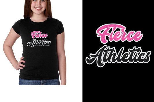 Fierce Athletics Designer font 3-color glitter Youth Girls' Princess T-Shirt