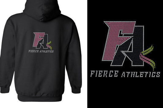 Rhinestones Fierce Athletics FA logo stones Unisex Zip Hoodie
