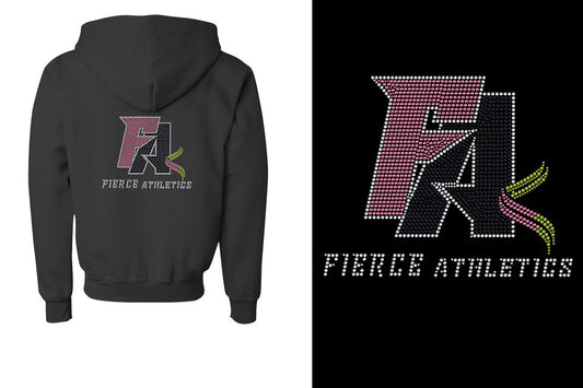 Rhinestones Fierce Athletics FA logo stones Youth Unisex Zip Hoodie