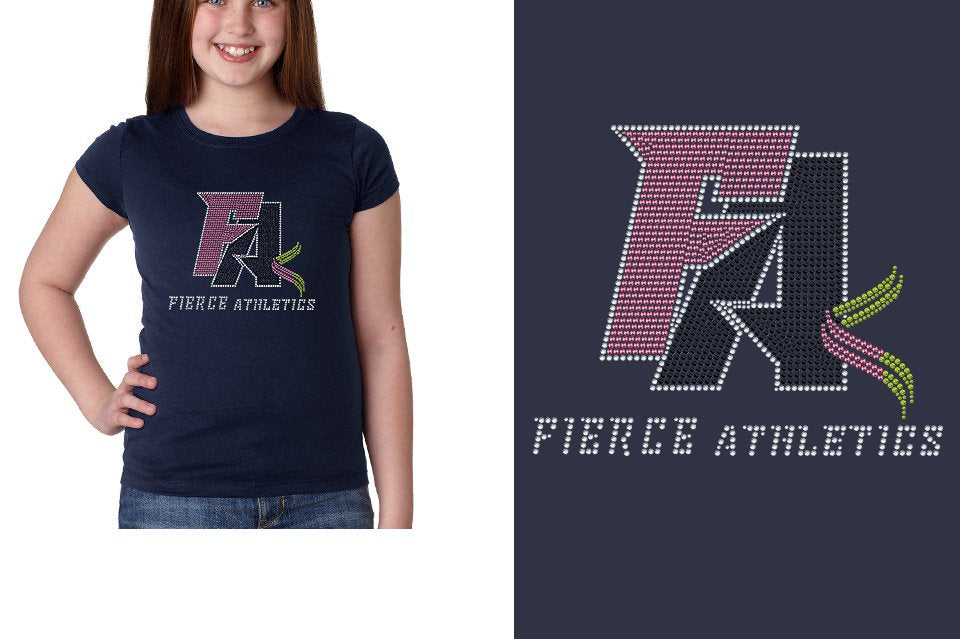 Rhinestones Fierce Athletics FA logo stones Girls' Princess T-Shirt