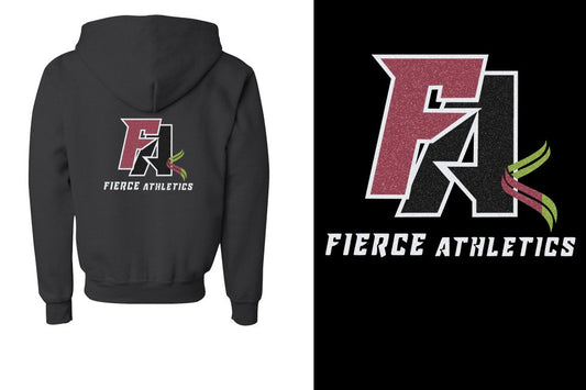 Fierce Athletics FA logo glitter Youth Unisex Zip Hoodie